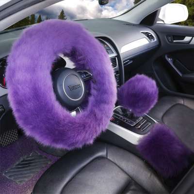 FX-M-013 18 inch premium fluffy heated steering wheel cover set